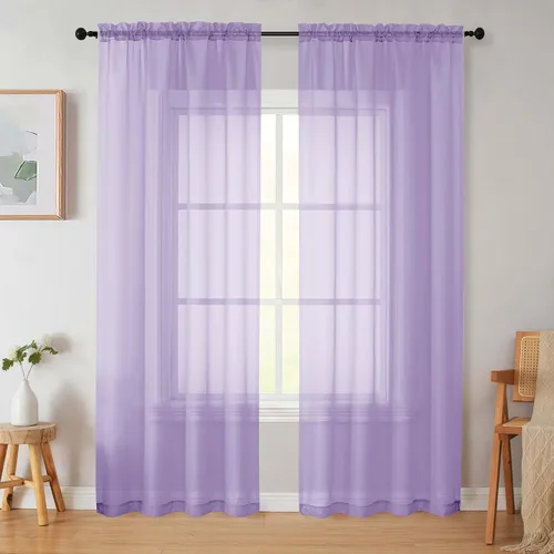 Vista 220 de 2 paneles de cortinas traslúcidas blancas para dormitorio, sala de estar, 96 pulgadas de largo, modernas, suaves, ligeras, con bolsillo para barra