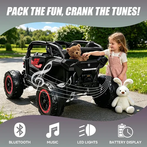 Vista 7 de 24V Ride on Toys for Kids, 2 Seater Electric Car w/Remote Control, 4 Wheel Suspension, Max 5 MPH, Slow Start, 2X200W, Bluetooth, Music, LED Light