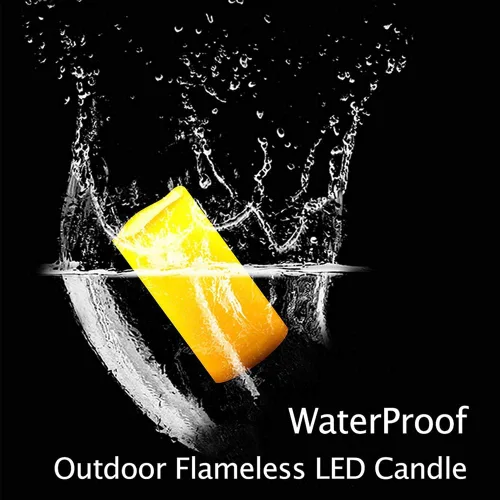 Vista 4 de Velas LED parpadeantes sin llama, juego de 6 velas (6 pulgadas de alto x 3 pulgadas), velas impermeables sin llama, plástico de resina, uso