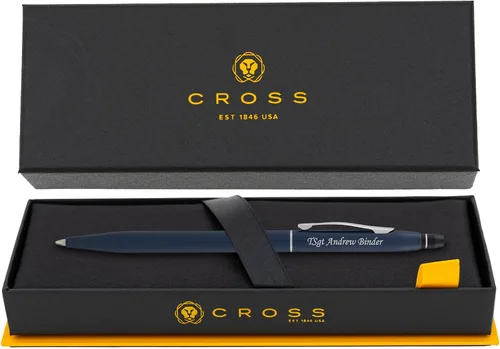 Vista 9 de Bolígrafo grabado Cross Clic, rojo carmesí con borde cromado, grabado plateado en la tapa, barril delgado, regalo para graduación, avance