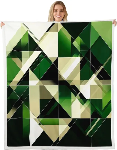 Vista 11 de Erosebridal Black Blue Triangles Square Fleece Throw Blanket 40"x50" - Ultra-Soft for Couch Sofa Bed,3D Geometric Pattern Sherpa Blanket,Abstract