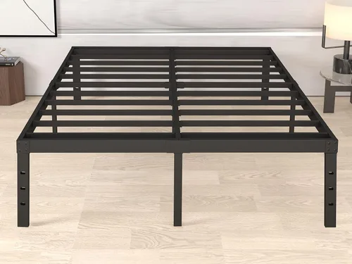 Vista 17 de Marco de cama de plataforma de metal doble de 14 pulgadas con Resistente, no necesita somier, sin ruido, fácil montaje, estilo contemporáneo, negro