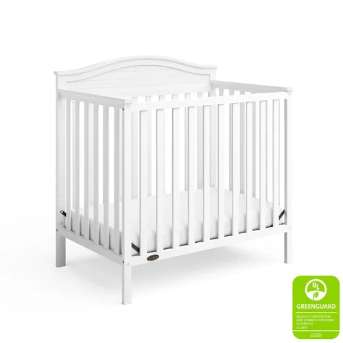 Vista 10 de Graco Stella: Cuna convertible mini 4 en 1 con colchón adicional (blanco) – Incluye colchón adicional de 2.75 pulgadas de grosor con cubierta