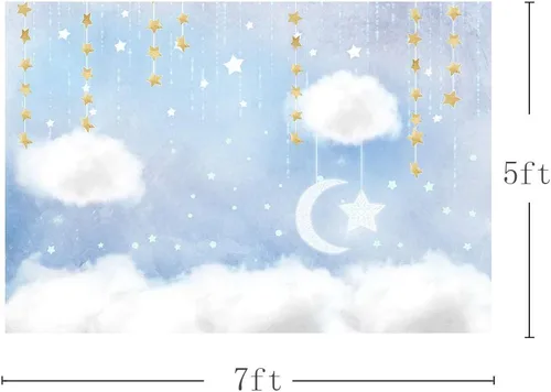 Vista 4 de MEHOFOTO - Telón de fondo de estudio fotográfico de nube azul y blanca, accesorios de fondo de príncipe para cumpleaños, baby shower, decoración
