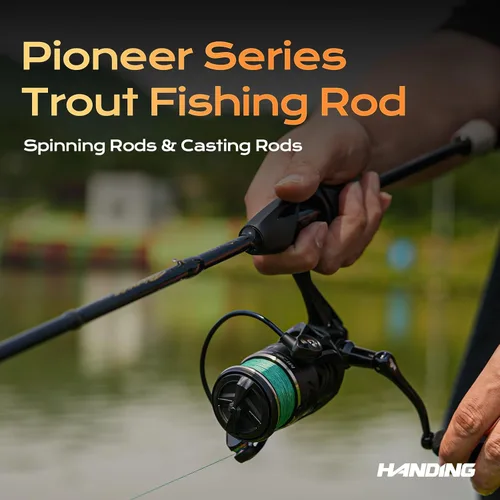 Vista 2 de HANDING Pioneer Ultralight Fishing Rod 2-Piece Spinning Rod & Baitcaster Rod Trout Fishing Rod with 24T Carbon Fiber EVA Handle for Trout Crappie
