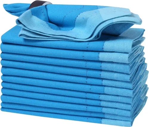 Vista 32 de Servilletas de tela de algodón con dobladillo de 18 x 18 pulgadas, color aguamarina con vainica, servilletas de boda, servilletas de cóctel