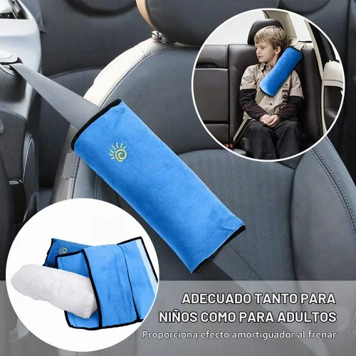 Vista 2 de 2 almohadas azules para cinturón de seguridad para niños, almohada para cinturón de seguridad de bebé, protector de almohada de asiento de automóvil