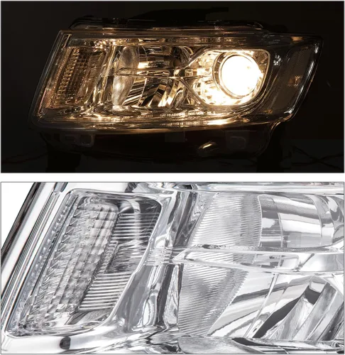 Vista 5 de M-AUTO Conjunto de faros delanteros de proyector con bombillas halógenas compatible con Jeep Grand Cherokee 14-16 Pre Facelift, faros estilo OE