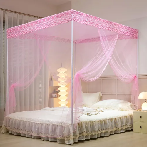 Vista 12 de naturetalk Dosel de cama, cortina de cama de princesa para niñas y adultos, red de cúpula rectangular de encaje
