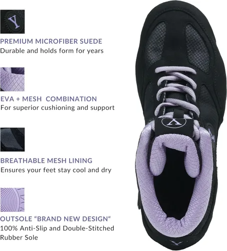 Vista 4 de Yes! Athletics Defiant2 - Zapatos de lucha libre para mujer, suela de goma 100% antideslizante, zapatos de boxeo ligeros para mujer, MMA duraderos