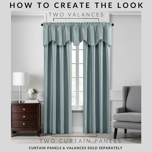 Vista 3 de Elrene Home Fashions Colette - Cortina opaca de seda sintética para ventana, 52 x 95 pulgadas (1 panel), color mineral