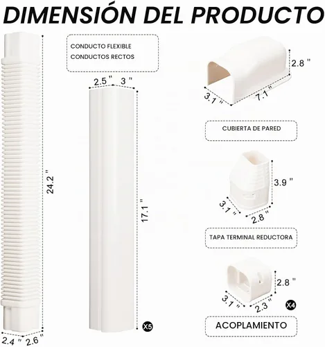 Vista 2 de BEWAVE Kit de cubierta de mini línea dividida de 3 pulgadas y 10 pies, kit de cubierta decorativa de tubería de PVC para mini aire acondicionado