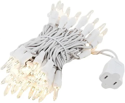 Vista 10 de Novelty Lights Mini luces incandescentes tradicionales de 11 pies, 50 bombillas, transparente en cable marrón con espacio de 2.5 pulgadas, grado