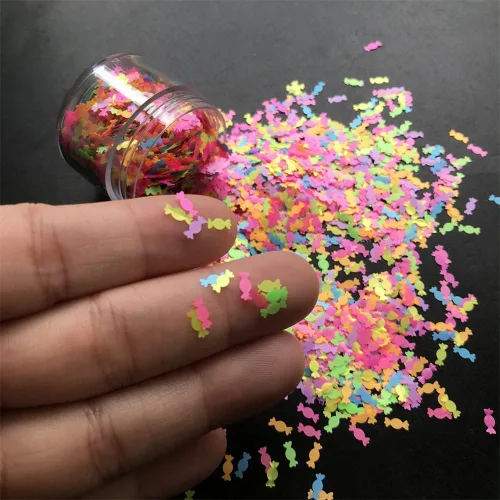 Vista 3 de PrettyG Paquete de 0.35 oz/paquete – Mezclas coloridas de lentejuelas con purpurina en forma de caramelo – Festival Rave Beauty Maquillaje rostro