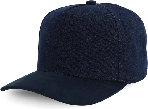Vista 17 de Trendy Apparel Shop Gorra de béisbol combinada de 5 paneles de algodón y gamuza Piedra real