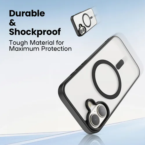 Vista 4 de Compatible con funda magnética mate transparente para el teléfono 17, diseño resistente a las caídas, anti-amarillo, a prueba de golpes, funda