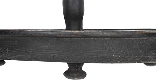 Vista 4 de Creative Co-Op Bandeja de 2 niveles de madera ennegrecida envejecida con mango de metal