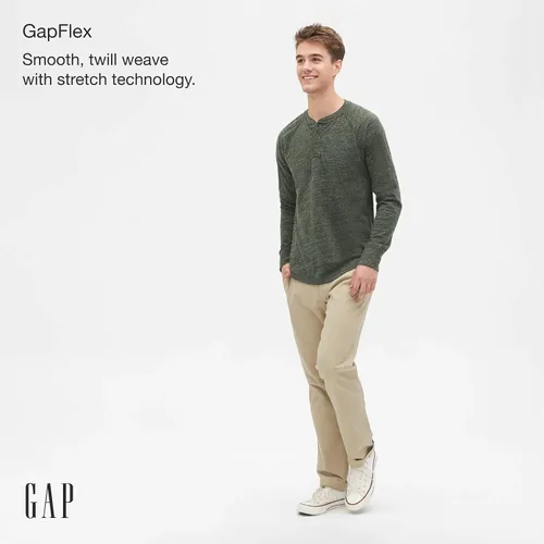 Vista 3 de GAP Pantalones chinos caqui Essential Straight Fit para hombre
