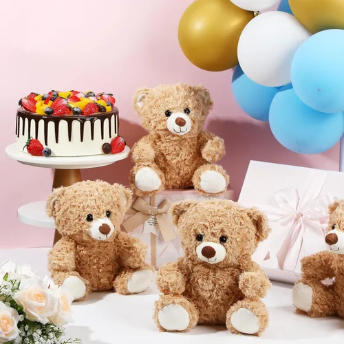 Vista 3 de Silipull 12 piezas de oso de peluche de 8 pulgadas, juguetes de peluche suaves para fiestas a granel, decoraciones de animales para cumpleaños, baby
