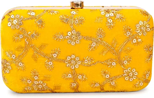 Vista 3 de LONGING TO BUY Embrague de caja de diseño hecho a mano para mujeres, embrague bordado Zari para mujeresembrague de mano para mujeres