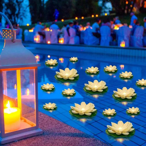 Vista 12 de Liliful 24 luces de loto flotantes Diwali, 5.91 pulgadas, 6
