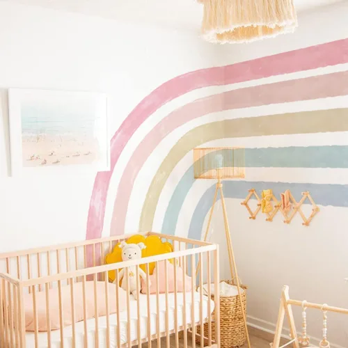 Vista 11 de Calcomanías de pared de acuarela de gran tamaño para despegar y pegar, autoadhesivas, precortadas, coloridas calcomanías de arte de pared