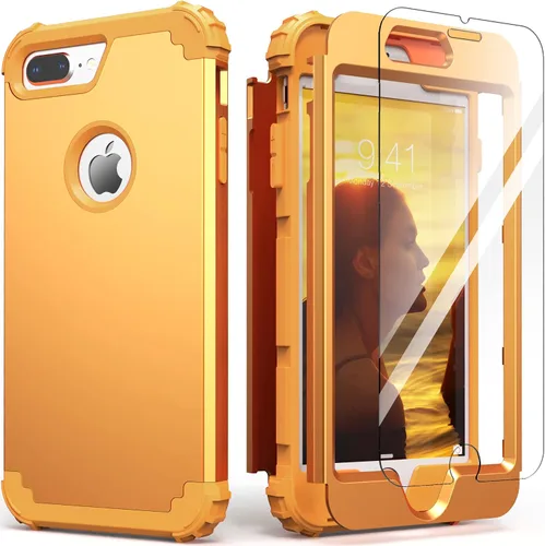 Vista 40 de IDweel Funda para iPhone 8 Plus, Funda para iPhone 7 Plus con Protector de Pantalla de Vidrio Templado, 3 en 1 Resistente a Golpes Delgada Híbrida