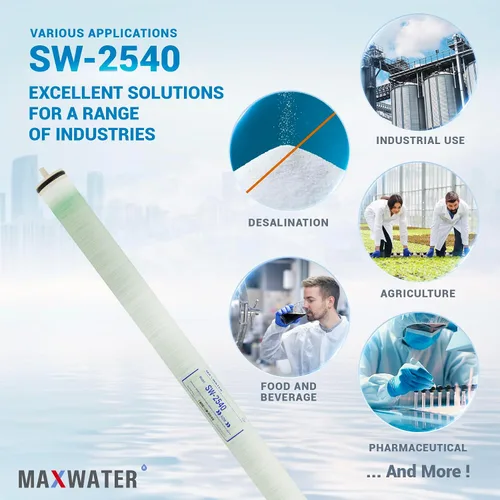 Vista 4 de Max Water Membrana RO SW-2540 de 25" x 40" - Agua de Mar RO 750 GPD para desalinización, comercial, agrícola y tratamiento de agua municipal 99.7%