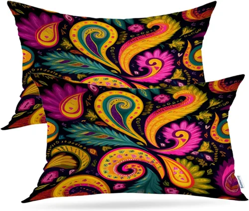 Vista 45 de Batmerry Flowers with Stems Throw Pillow Covers, Beautiful Floral Decorative Pillow Covers Digital Printing Blended for Couch Sofa Bed Invisible