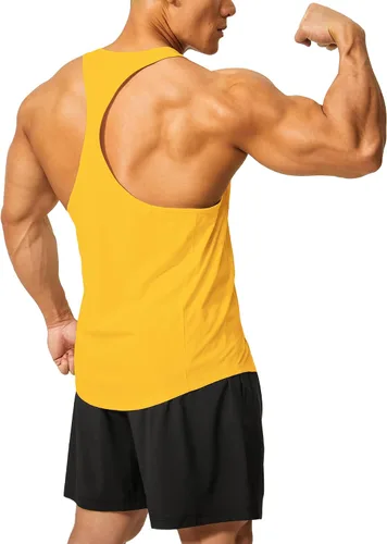 Vista 4 de DEMOZU Camiseta sin mangas para hombre con espalda en Y para culturismo, entrenamiento muscular, atletismo, correr, gimnasio