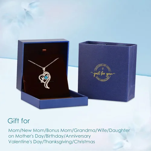 Vista 6 de DFUNH Regalos para el día de la madre para mamá y mujer, collar con dije de corazón con dije de corazón con piedra natal con relleno de oro rosa