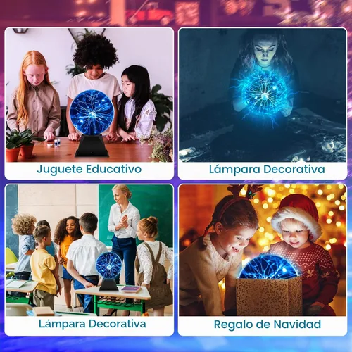 Vista 7 de Flashmen Lámpara de bola de plasma de 6 pulgadas, juguete científico sensible al tacto y al sonido, globo de plasma extra grande con forma de Azul
