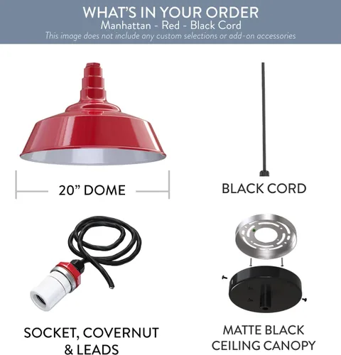 Vista 50 de Steel Lighting Co. Manhattan Warehouse Light Colgante montado en el techo Cúpula de 20 pulgadas vástago de 12 pulgadas Luz de granero