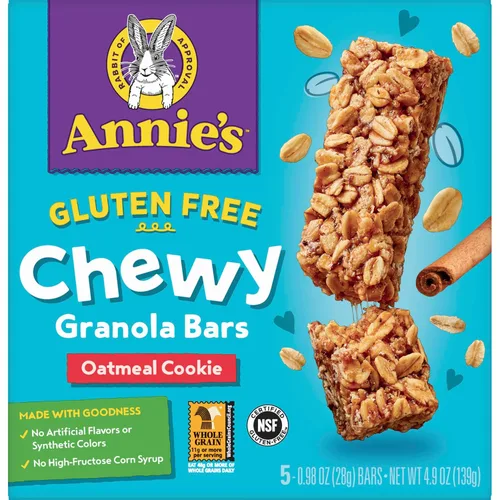 Vista 10 de Annie's Barras de granola masticables sin gluten, pastel de cumpleaños, 5 barras, 4.9 onzas