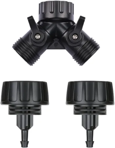 Vista 8 de Tubo de riego por goteo de 1/4 de pulgada a conector adaptador de grifo, divisor en Y de 2 vías para manguera de jardín de 3/4 pulgadas a manguera
