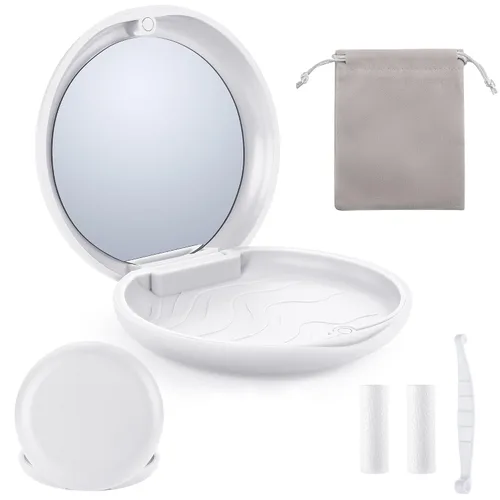Vista 9 de Kit de estuche de retención negro mate premium con espejo, funda Invisalign con 2 piezas de masticables, herramienta de extracción de alineador