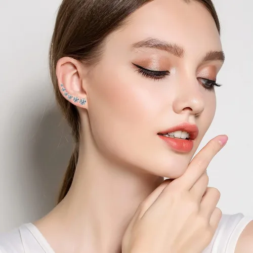 Vista 4 de Juego de 6 pares de aretes tipo dormilona de acero inoxidable 316L con circonita cúbica transparente para mujeres y hombres, de 0.315 a 0.3