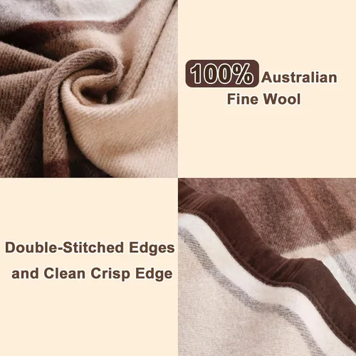 Vista 4 de YOUR MOON Manta de lana 100% pura, tamaño individual, manta australiana orgánica de lana natural, peso medio, manta hipoalergénica para cama