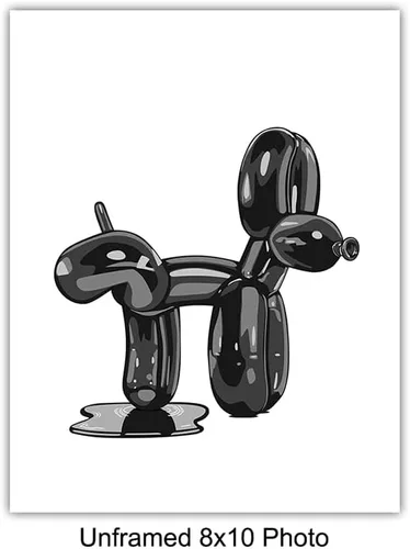 Vista 3 de Decoración Estética de Baño - Juego de Decoración de Medio Baño de Perro Globo - Lindos Juegos de Baño para Niños - Impresión de Baño Negro Y2K
