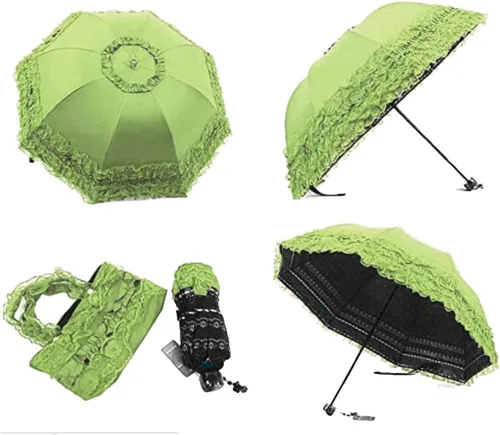 Vista 2 de zmgmsmh Foldable Lace Parasol Travel sun rain Umbrella Compact anti UV Resistance Princess Umbrella Sun Umbrella for Women Girls