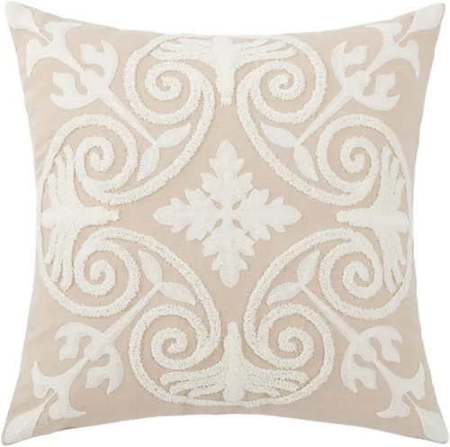 Vista 17 de vctops Funda de almohada decorativa de lino con bordado floral bohemio para sofá, cama (margarita, 18 x 18 pulgadas)