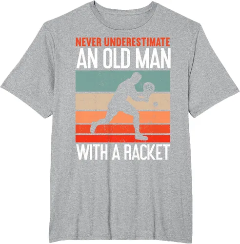 Vista 29 de Camiseta divertida de pádel "Never Underestimate An Old Man With A Racket, Negro