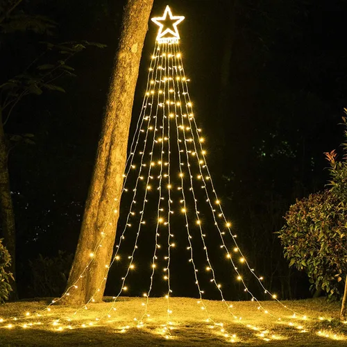 Vista 9 de (Nuevo) Luces de Estrella para Decoraciones de Navidad, Luces de Cadena de Navidad en Cascada con 317 LED Luces de Cortina de Hadas Parpadeantes