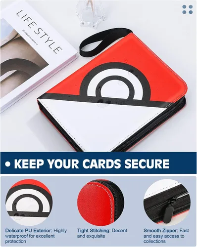 Vista 2 de TiMOVO Card Binder Holder for Game Cards Trading Card Collection Album Binder Storage Carry Case with 4-Pocket Page Holds Up to 400 Cards PU Card
