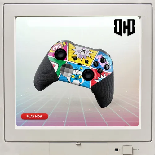 Vista 6 de Retro Comic Customised Wireless Controller for Elite by BCB. Original Elite Series 2 Controller Compatible with Xbox One / Series X & S. Customized