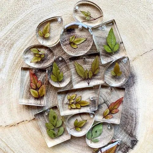 Vista 4 de Qtopun - Moldes de resina para llavero, forma de gota de agua, redondo, rectangular, ovalado, cuadrado, 10 piezas de joyería de silicona epoxi