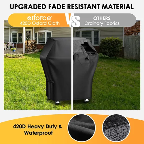 Vista 6 de Funda para parrilla de 32 pulgadas para parrilla al aire libre, impermeable, resistente a la intemperie, resistente a los rayos UV y a