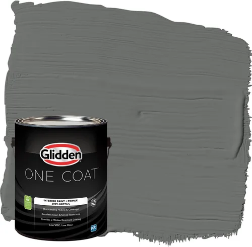 Vista 75 de Glidden Pintura Interior + Imprimación: Gris/Plata Antigua, Una Capa, Satinado, 1 Galón