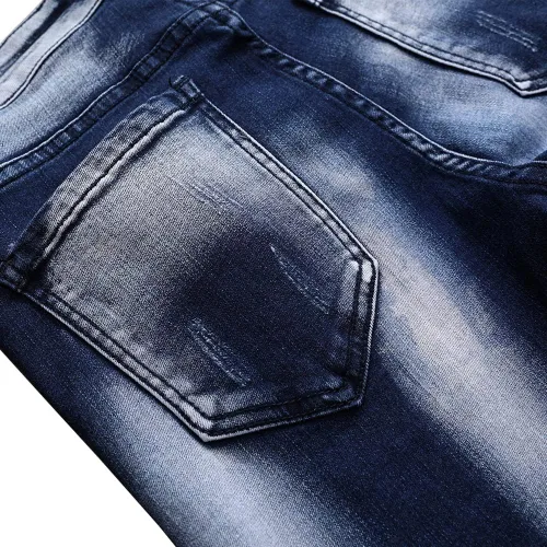 Vista 7 de NC Pantalones vaqueros para hombre rasgados pantalones de mezclilla rectos Slim Fit Regular Distressed Comfort Flex