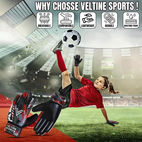Vista 6 de Guantes de portero de fútbol para niños, jóvenes y adultos, guantes de portero de fútbol con protección doble en la muñeca y palmas de látex